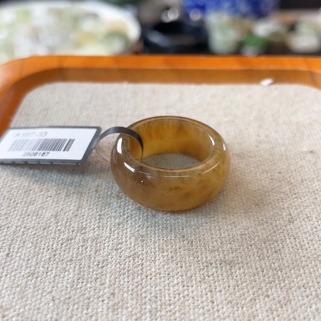和田玉（糖玉）未镶嵌戒指c17 糖草花墩墩17.0