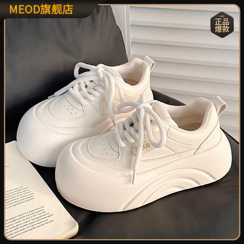MEOD欧洲站小白鞋女秋冬2025新款大头厚底增高轻便显脚小休闲鞋