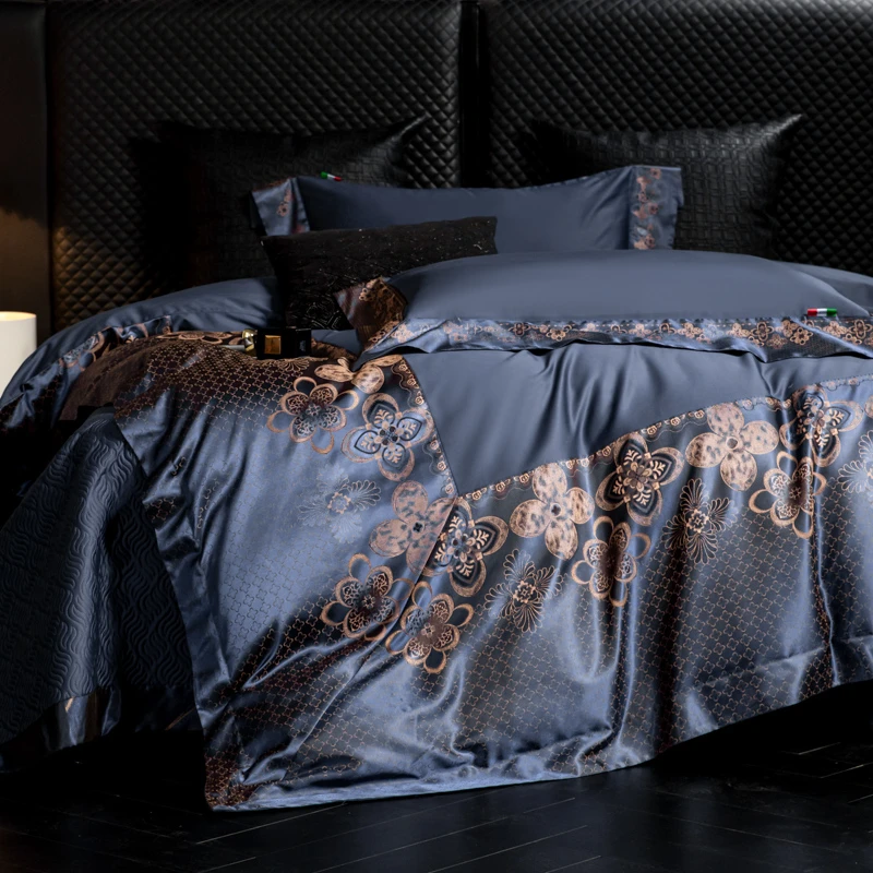 HHJ【维亚之旅】高端轻奢长绒棉色织大提花床盖四件套