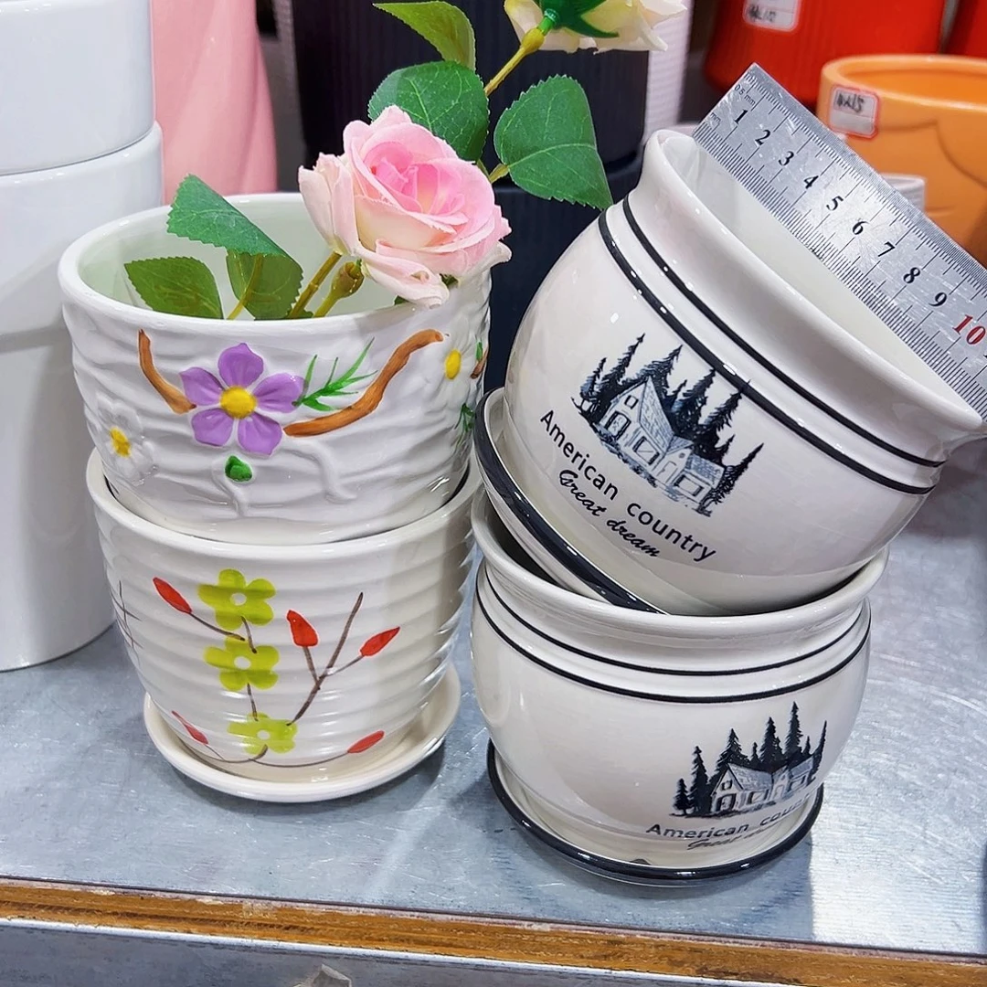 外贸尾单陶瓷花盆凑单10米包邮