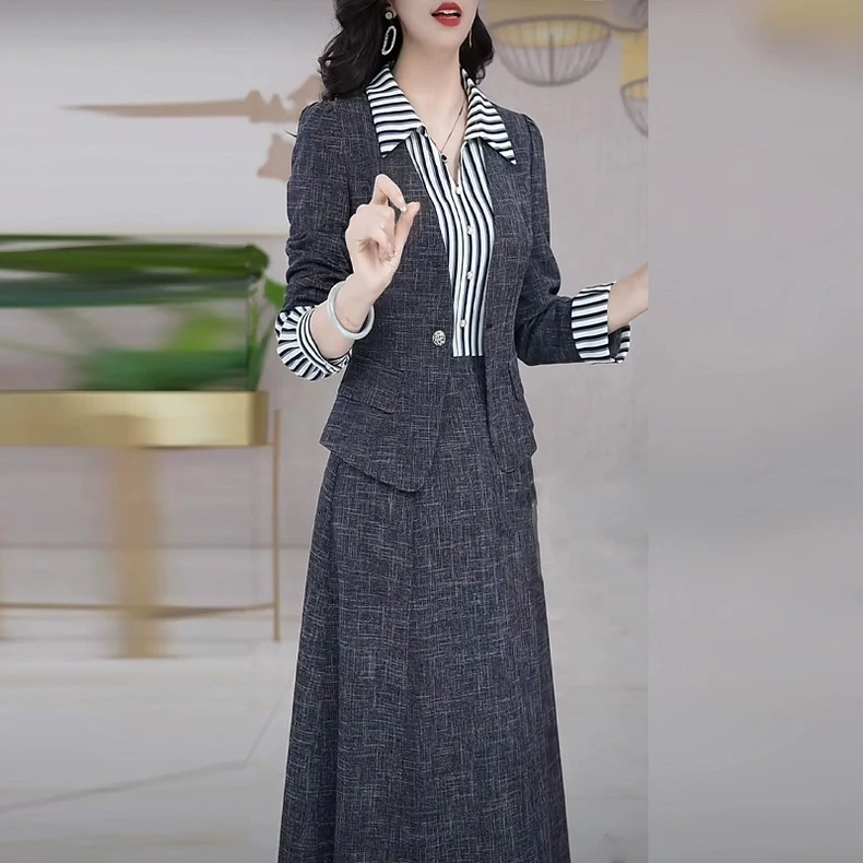 高级小香风编织面料时尚气质奢华俩件套2025秋季新款高贵遮肉套装