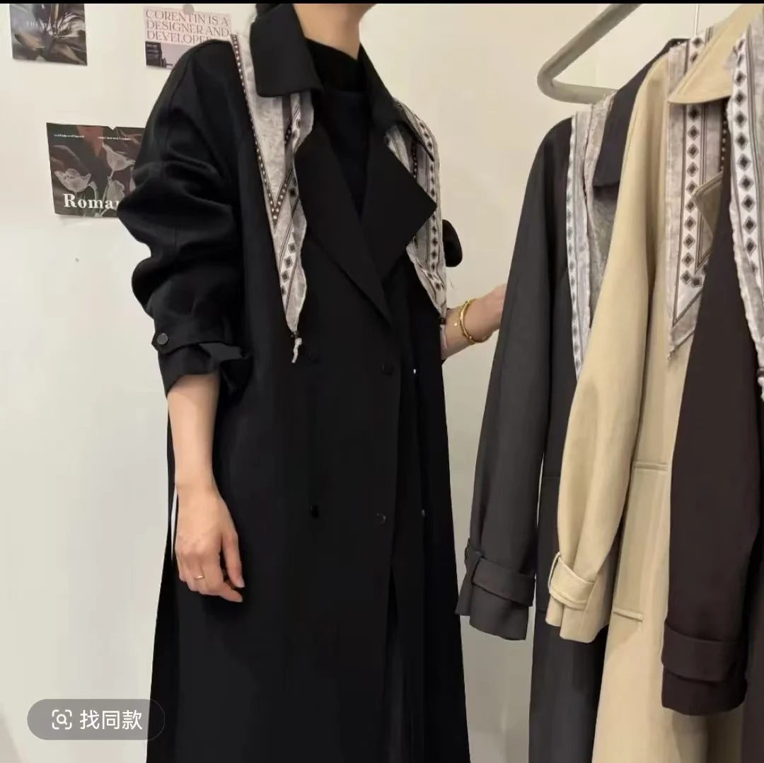 秋装新款韩系穿搭丝巾休闲气质通勤风衣外套3563款