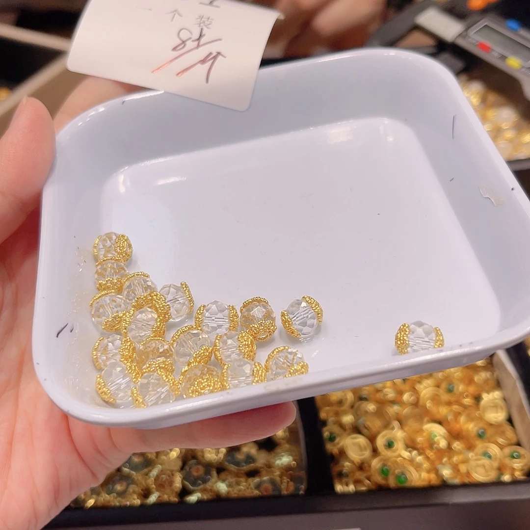 水晶珠宝半成品银S925镀金镶嵌91 。