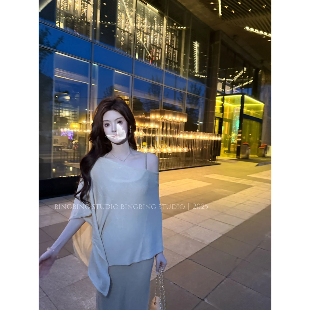 冰冰「慵懒至上」夏季时尚气质百搭洋气减龄针织上衣女BBC5SY2506