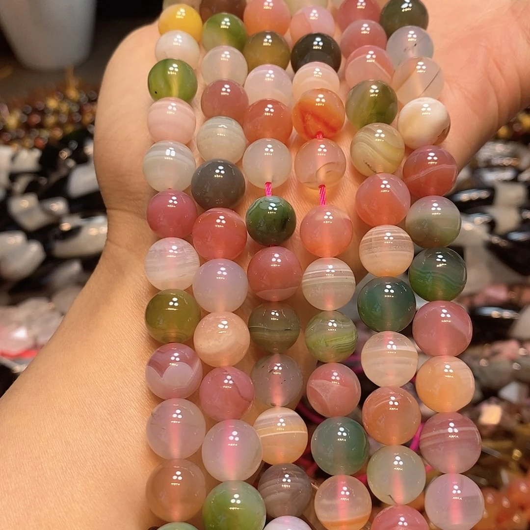 玛瑙/玉髓未镶嵌珠宝半成品10mm盐源玛瑙一条