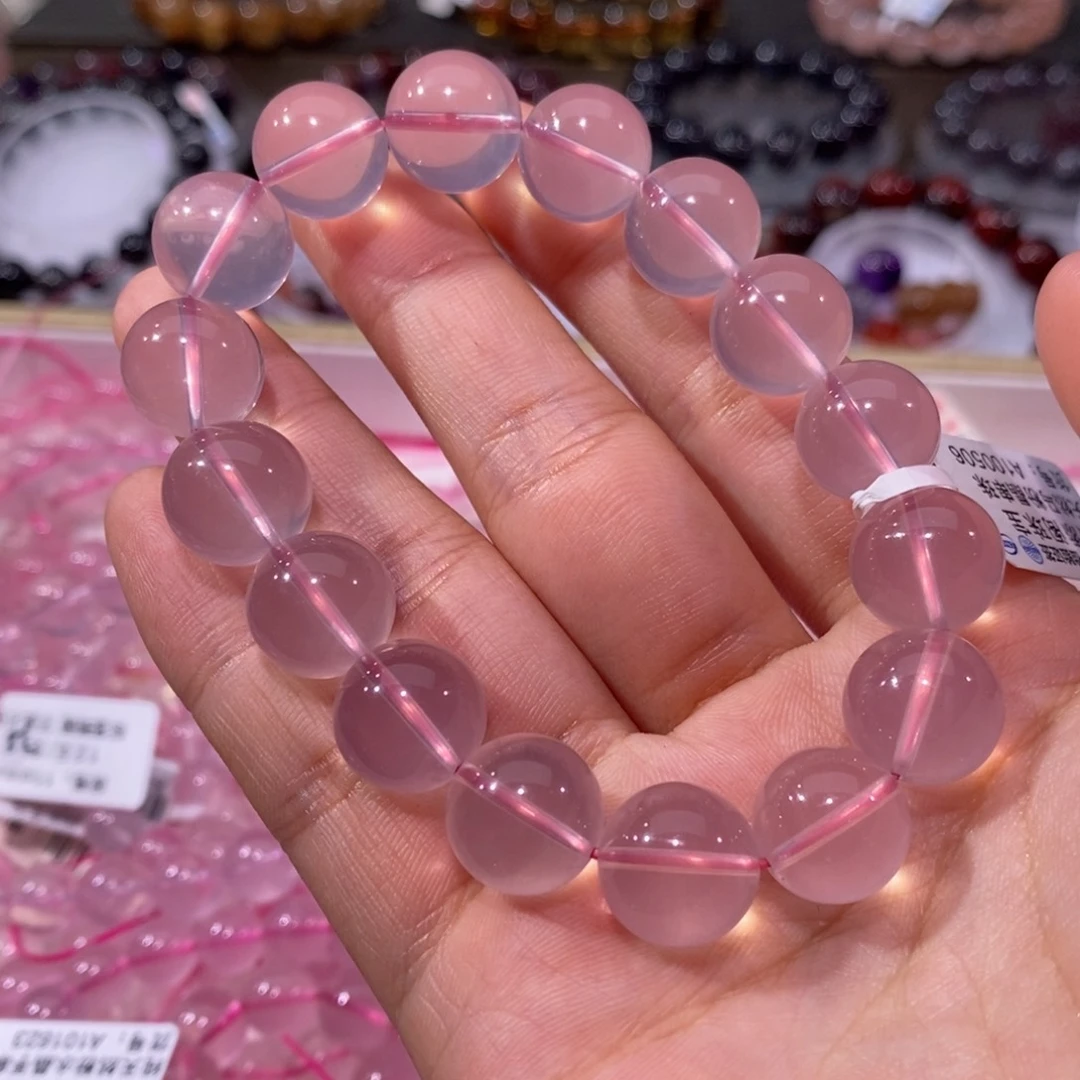 水晶手串未镶嵌l***a粉晶12+