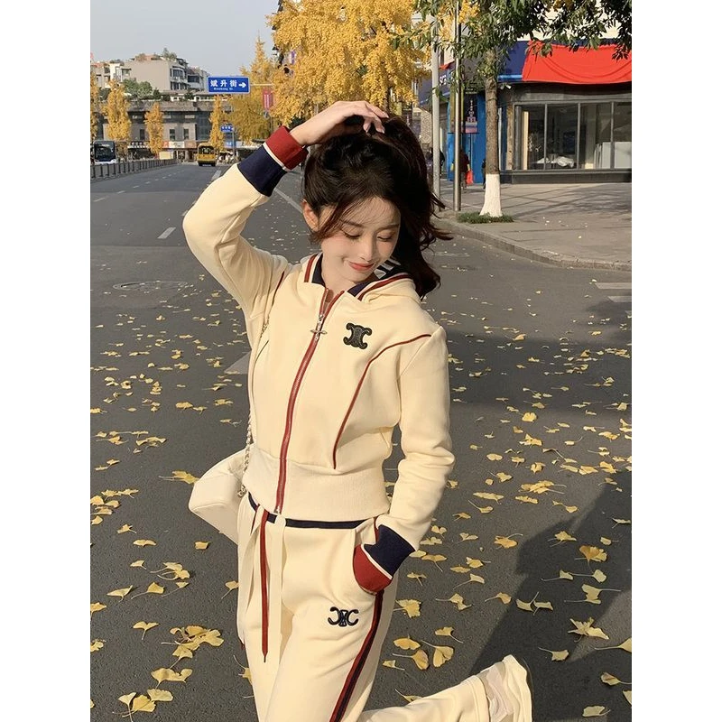 欧洲站休闲运动套装女2025春秋新款跑步卫衣大码运动服小个子春季