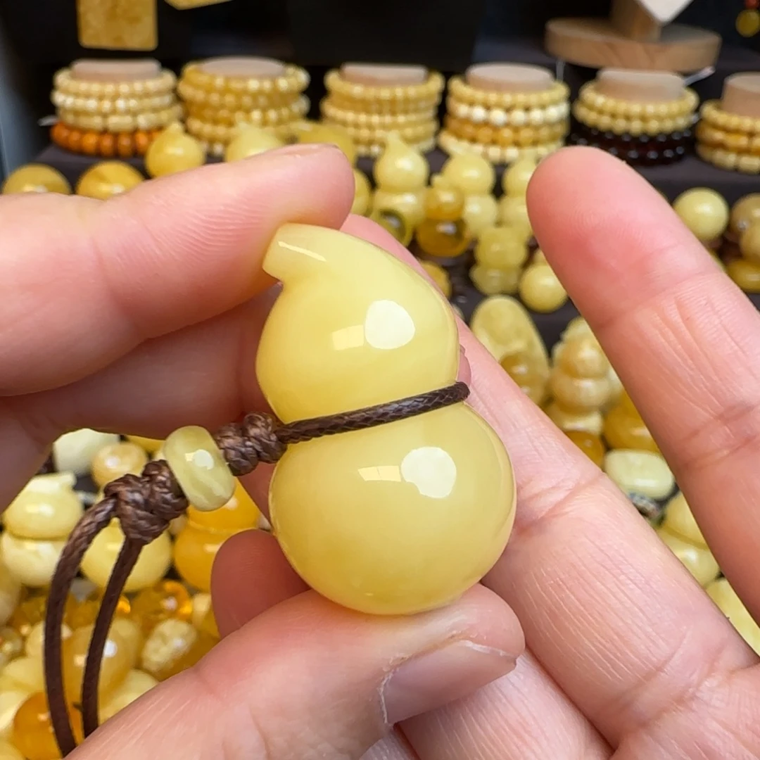 琥珀未镶嵌套链 天然蜜蜡葫芦吊坠