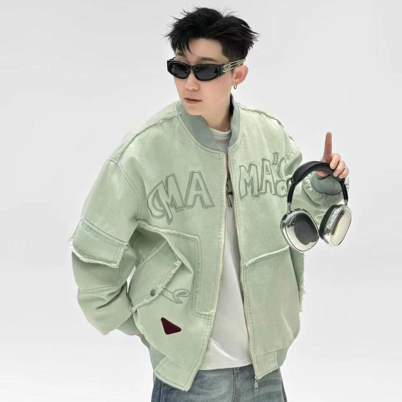 FAVMARTHA牛仔外套男春季新款休闲 覆古刺绣宽松潮流夹克美式学生