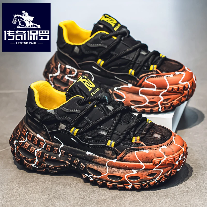 传奇保罗正版男鞋新款冬季轮胎底跑步鞋青少年潮牌休闲老爹鞋秋季