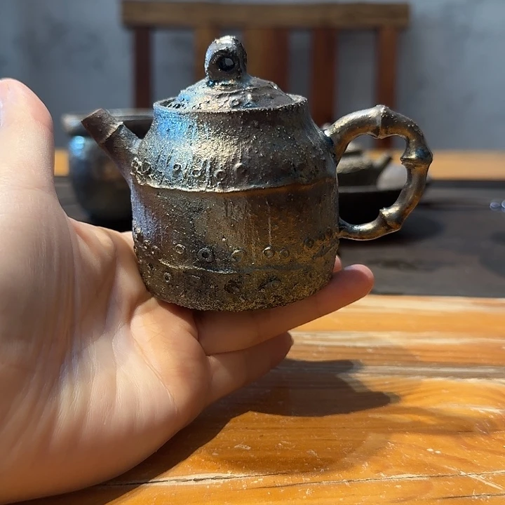 柴烧黑陶手工精品壶
