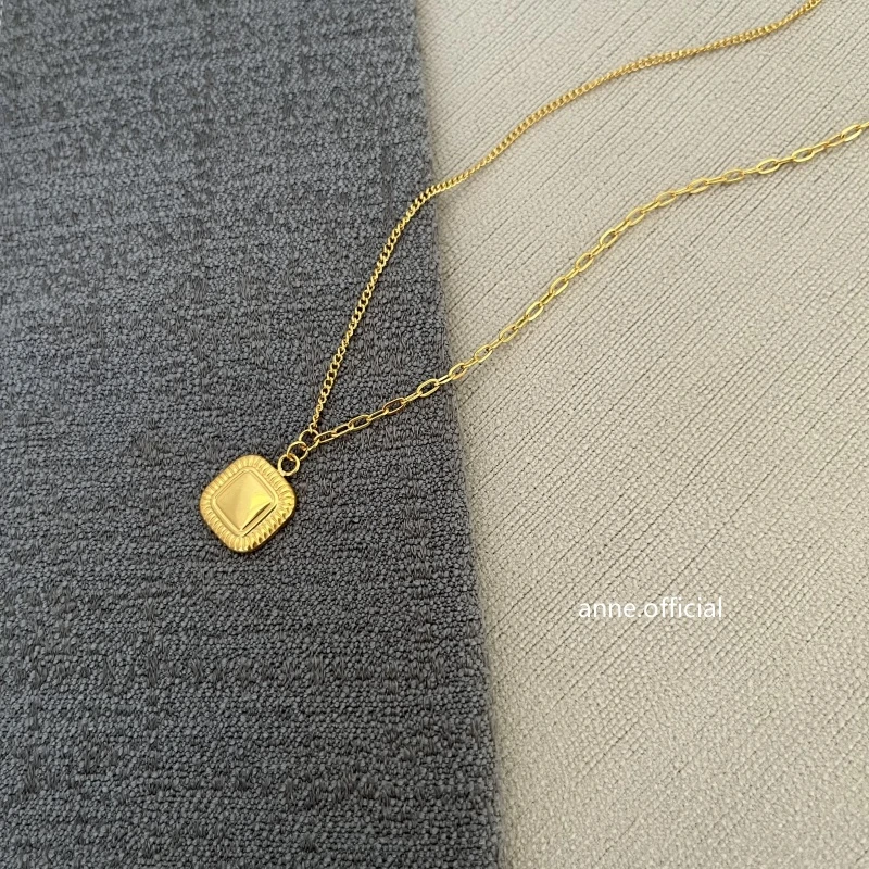 钛钢项链 【X409】方块吊坠简约精致项链