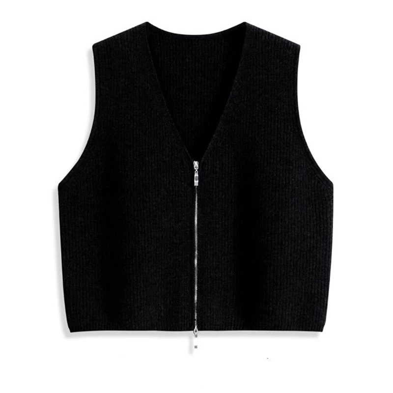 清仓捡漏~拉链针织马甲女秋冬外穿背心坎肩短款马夹百搭开衫毛衣