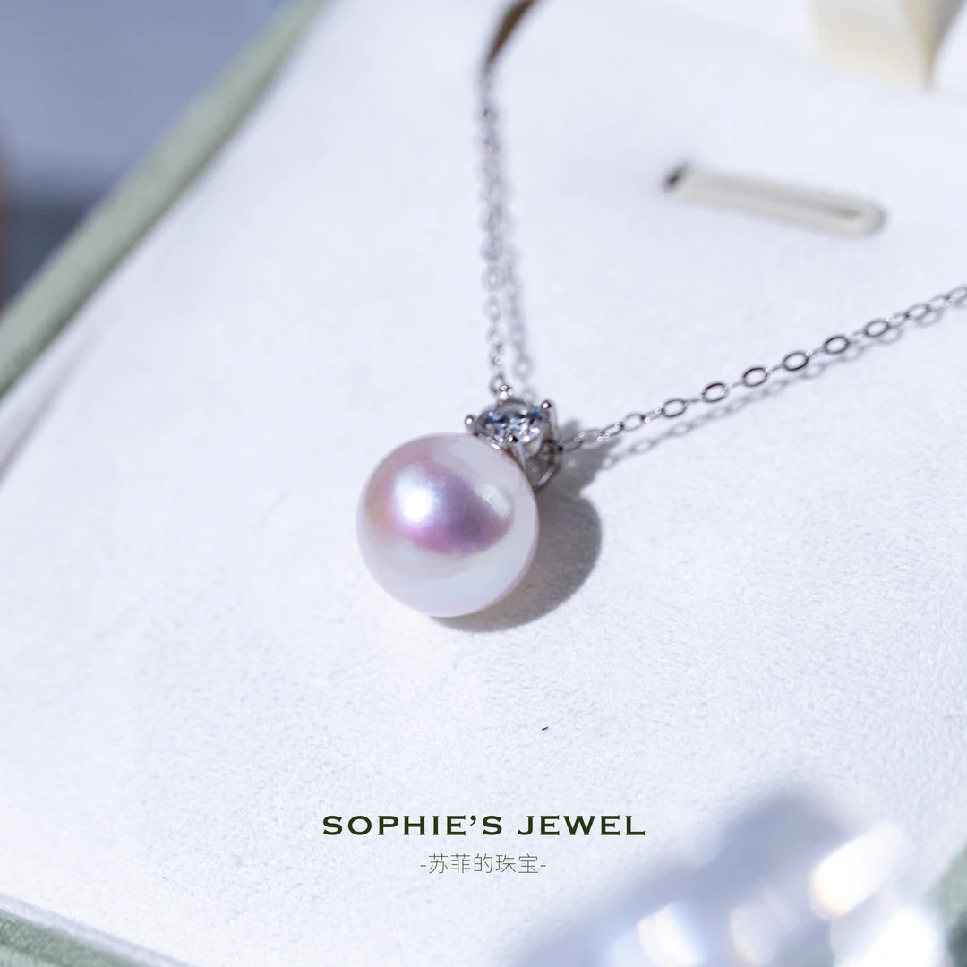 【理理专属】S925银链强光淡水珍珠经典戴妃吊坠9-10mm
