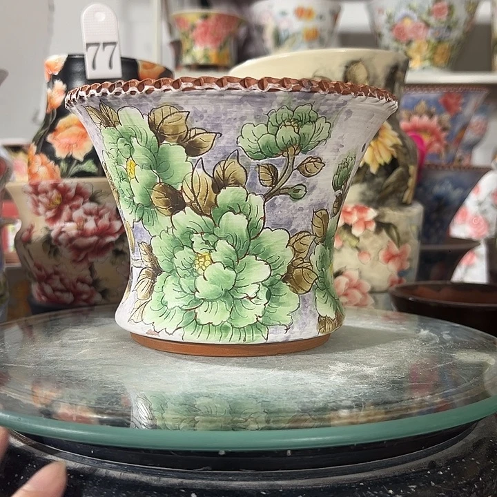 景德镇幸运花盆手绘韩式花盆