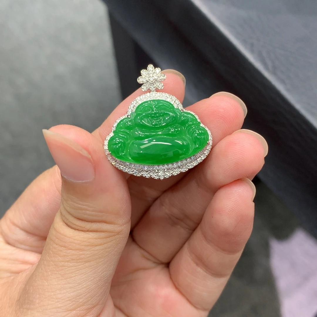 翡翠18K金镶嵌吊坠(不含链)吊坠