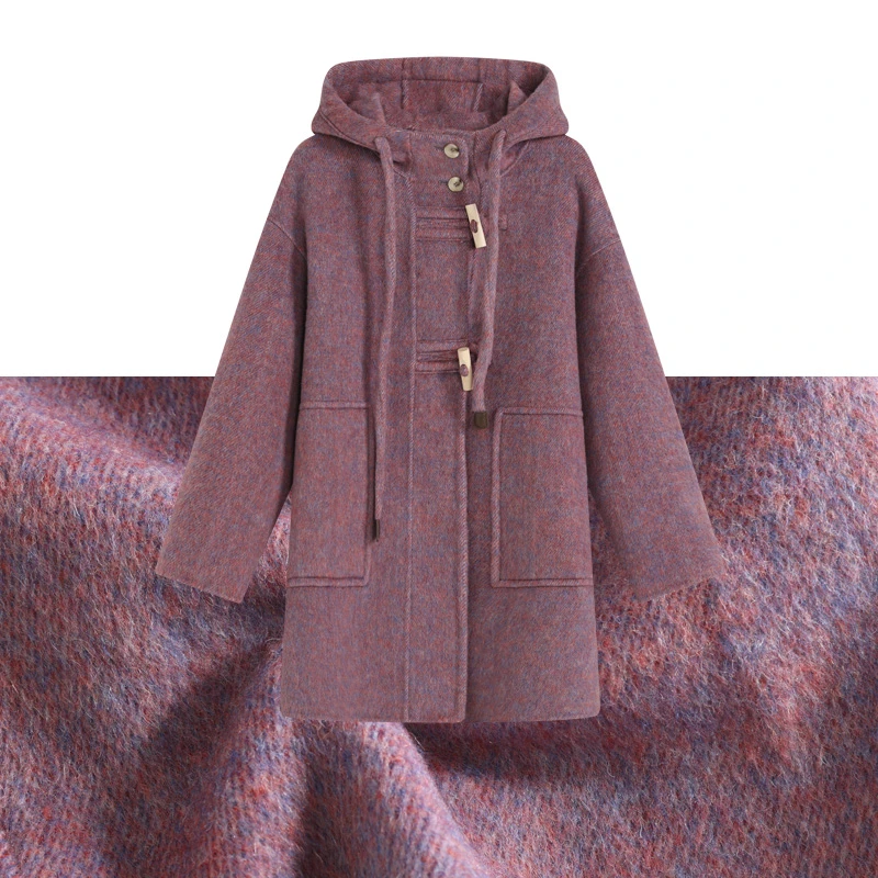 【妮妮专属】2025秋季新款双面羊毛大衣女时尚气质显瘦减龄连帽外套