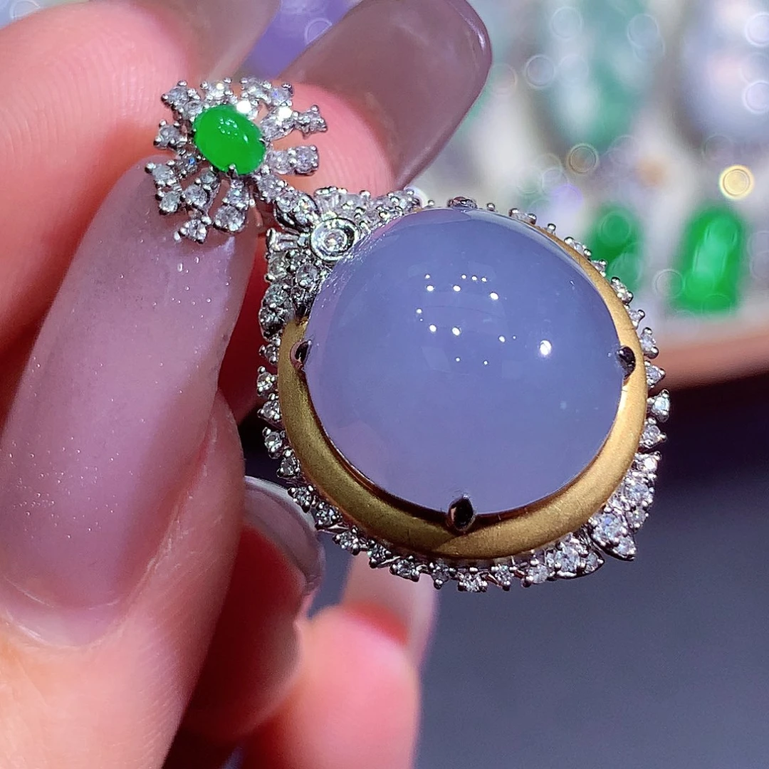 翡翠18K金镶嵌吊坠(不含链)