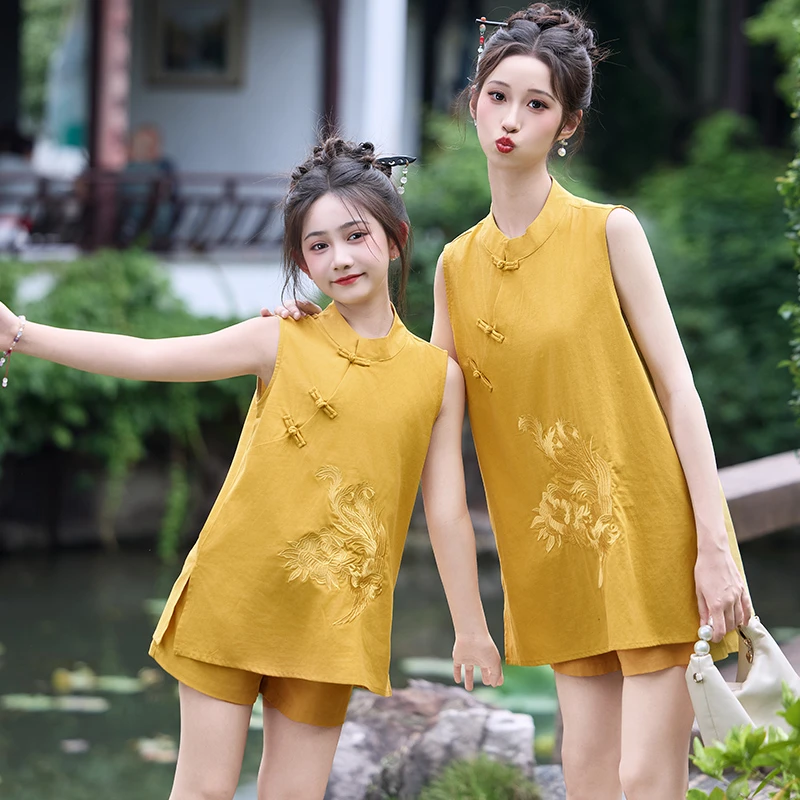 女童高端亲子旗袍母女装2025新款改良中式儿童汉服套装中国风夏季