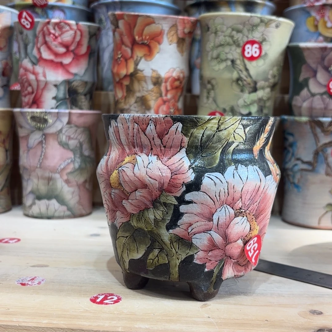 景德镇手绘花盆陶瓷10/11微瑕