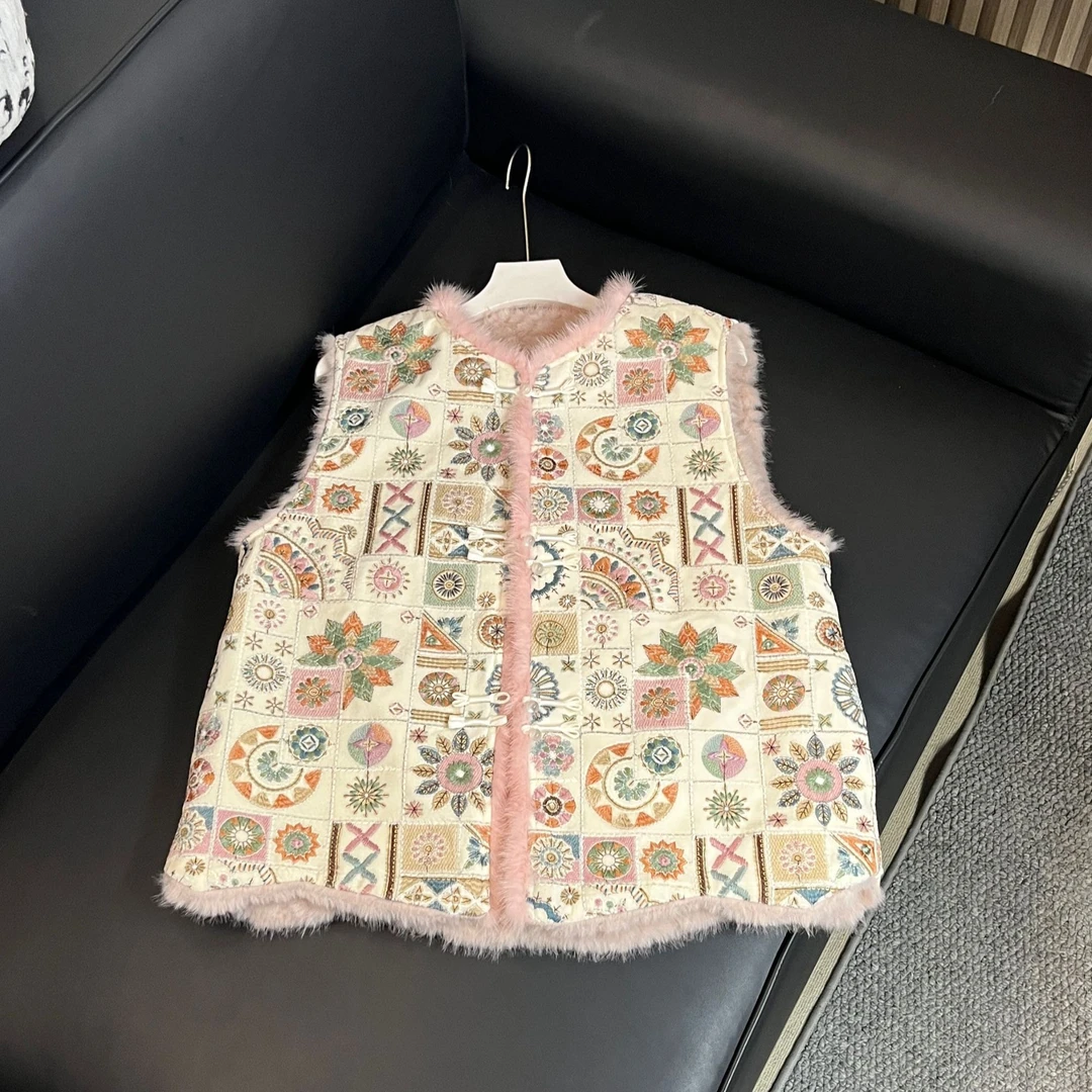 【福至】高定刺绣新中式毛毛双面穿重工国风特别好看的马甲温婉气质