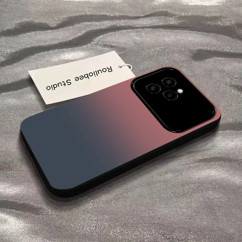 黑粉渐变适用iPhone15/16promax小米15vivo华为p80pro磨砂大视窗