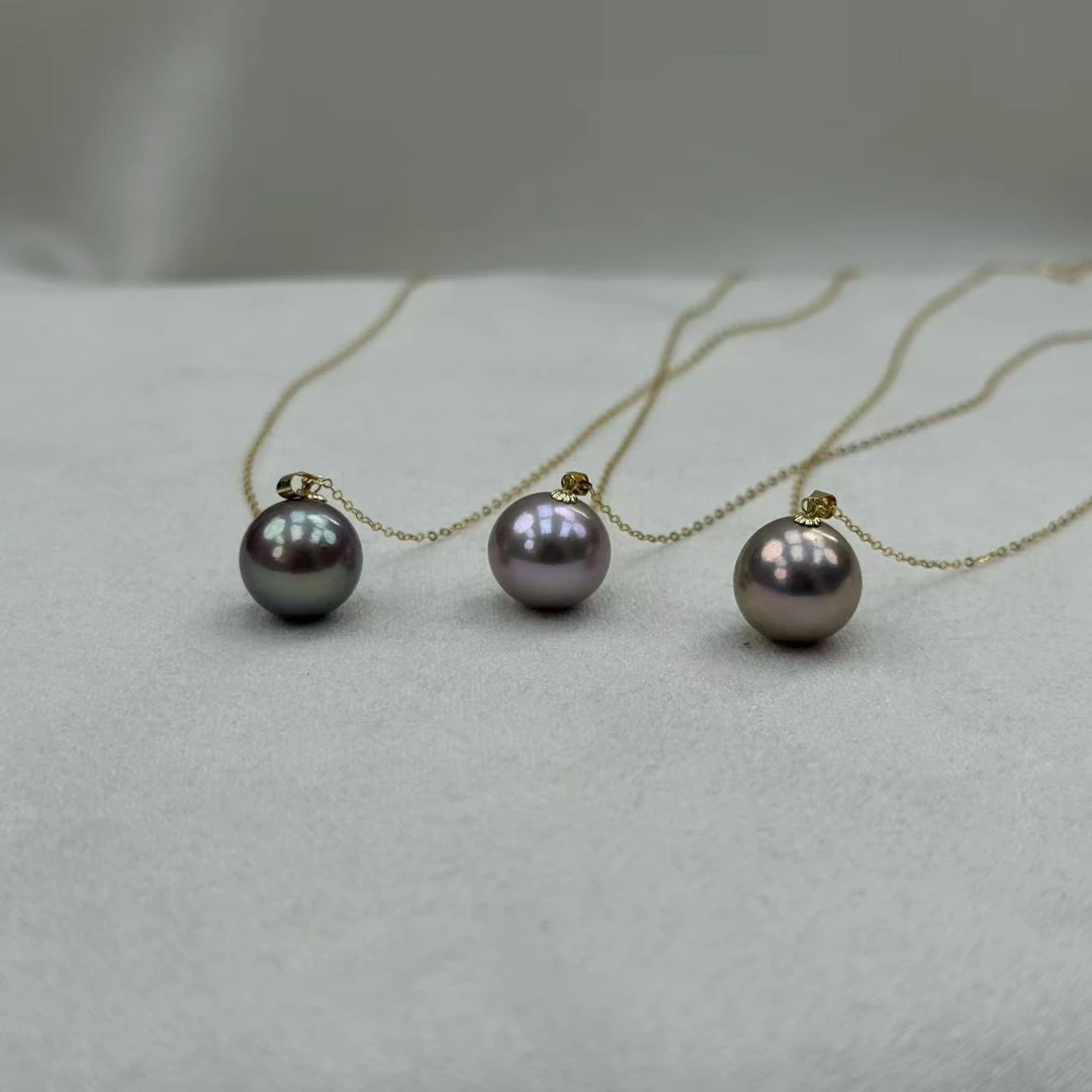 TD223【紫气东来】18K金天然金属炫紫珍珠吊坠12mm左右多样性发一