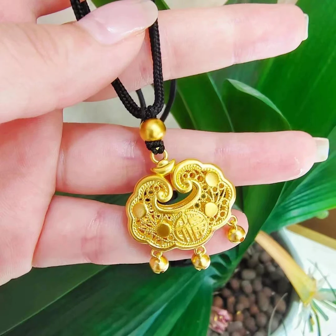 【粉丝专享】长命锁编织绳复古福字平安锁吊坠项链