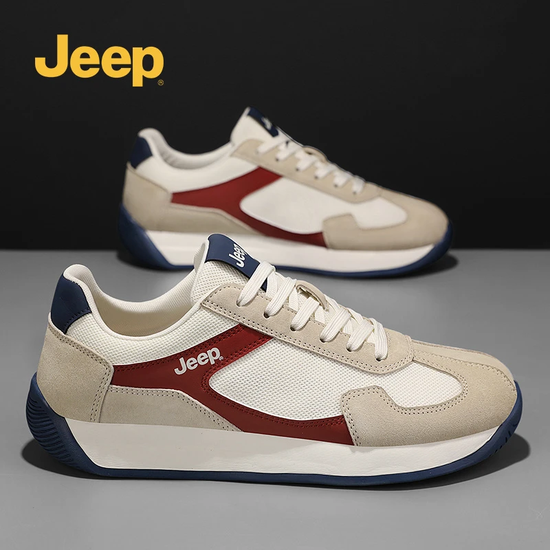 jeep吉普男鞋2025新款休闲鞋时尚百搭简约系带男士复古低帮板鞋夏