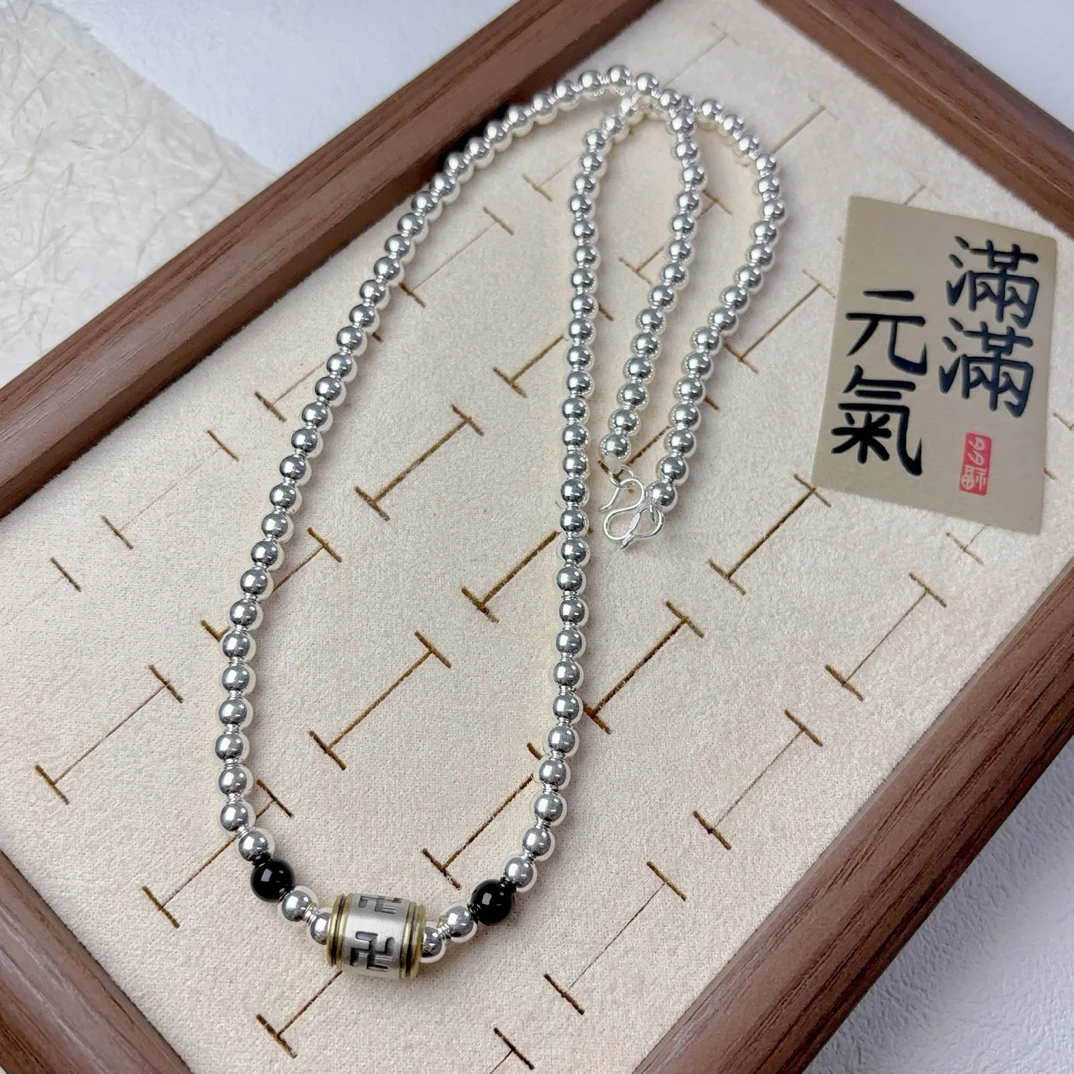 925银银制品 民族风男士万字符项链