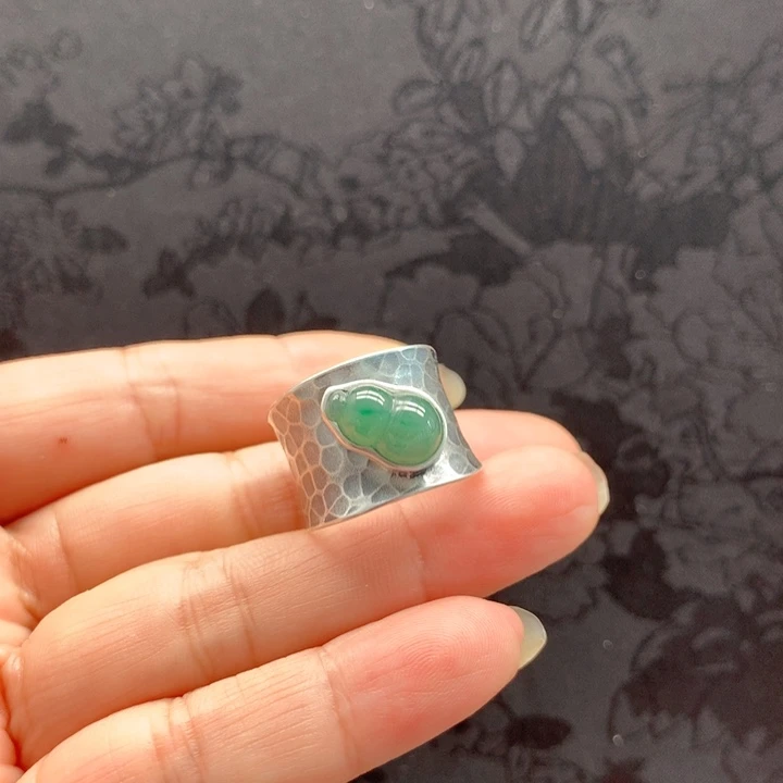 一***山翡翠戒指银S925镶嵌