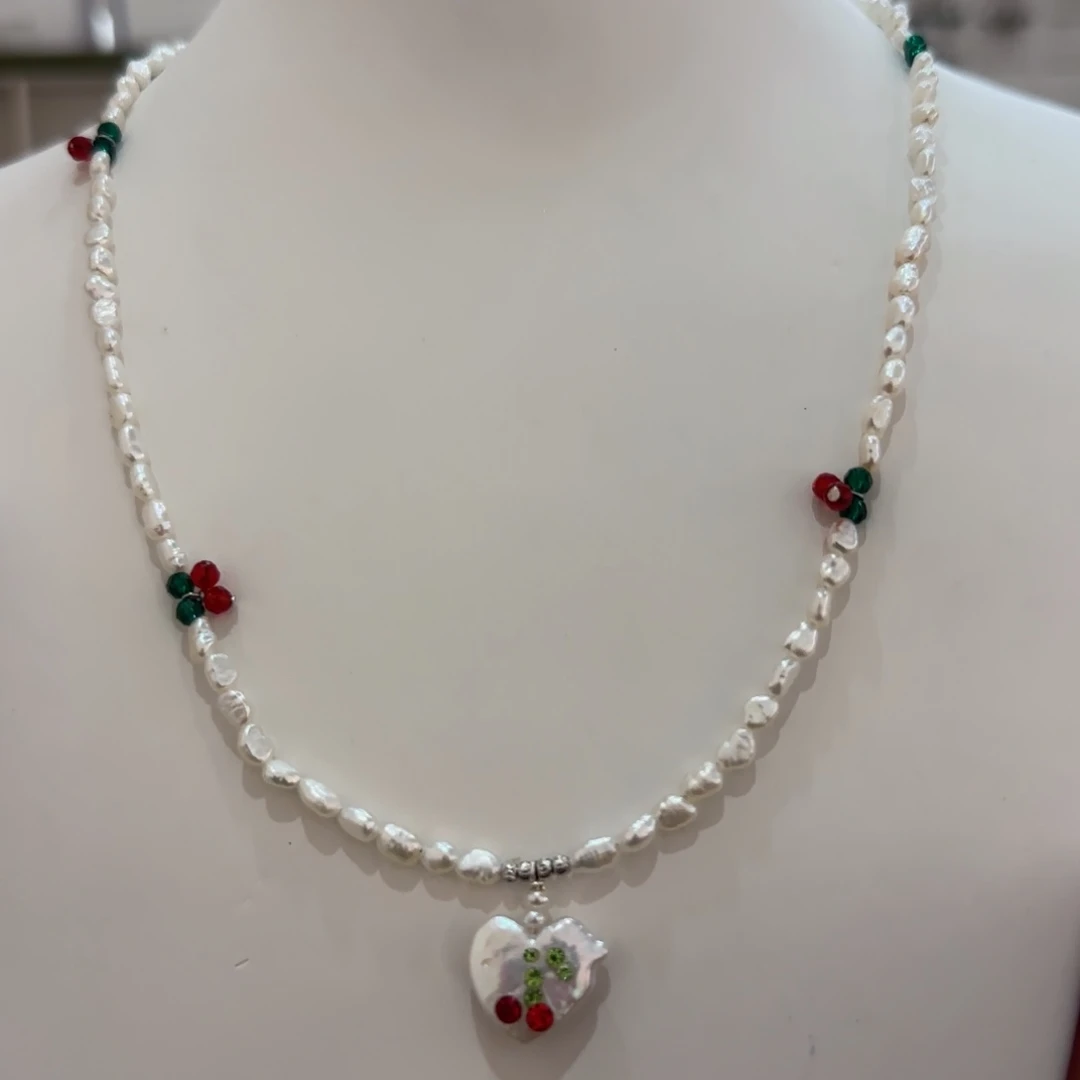 淡水珍珠银S925镶嵌颈饰