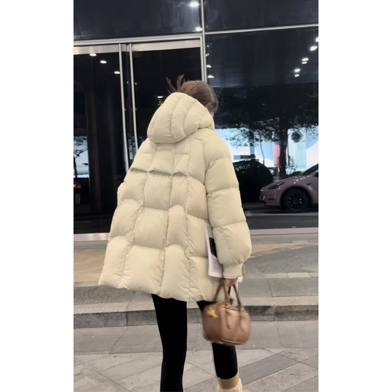 【极寒系列】A字版设计感90白鸭绒羽绒服女连帽时尚百搭冬季外套女