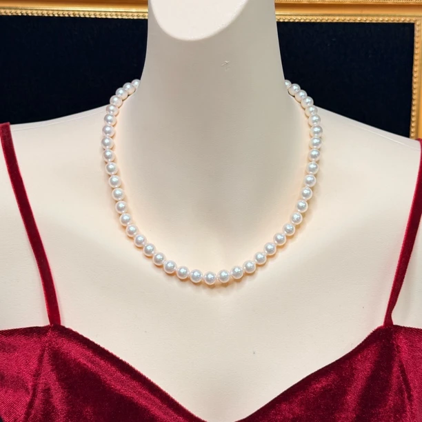 【六六中古】孤品优雅海水珍珠项链ty0886链长44珠子7.5-8