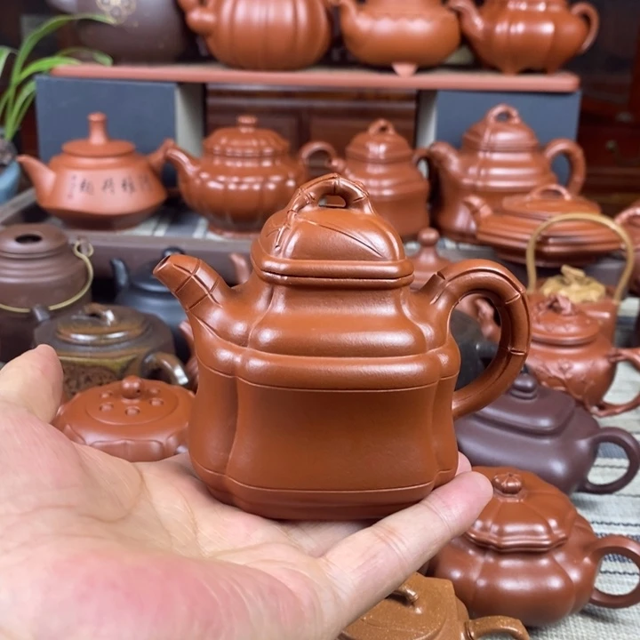 茶壶紫砂四方竹鼎150-200-260-350cc原矿赵庄朱泥特价