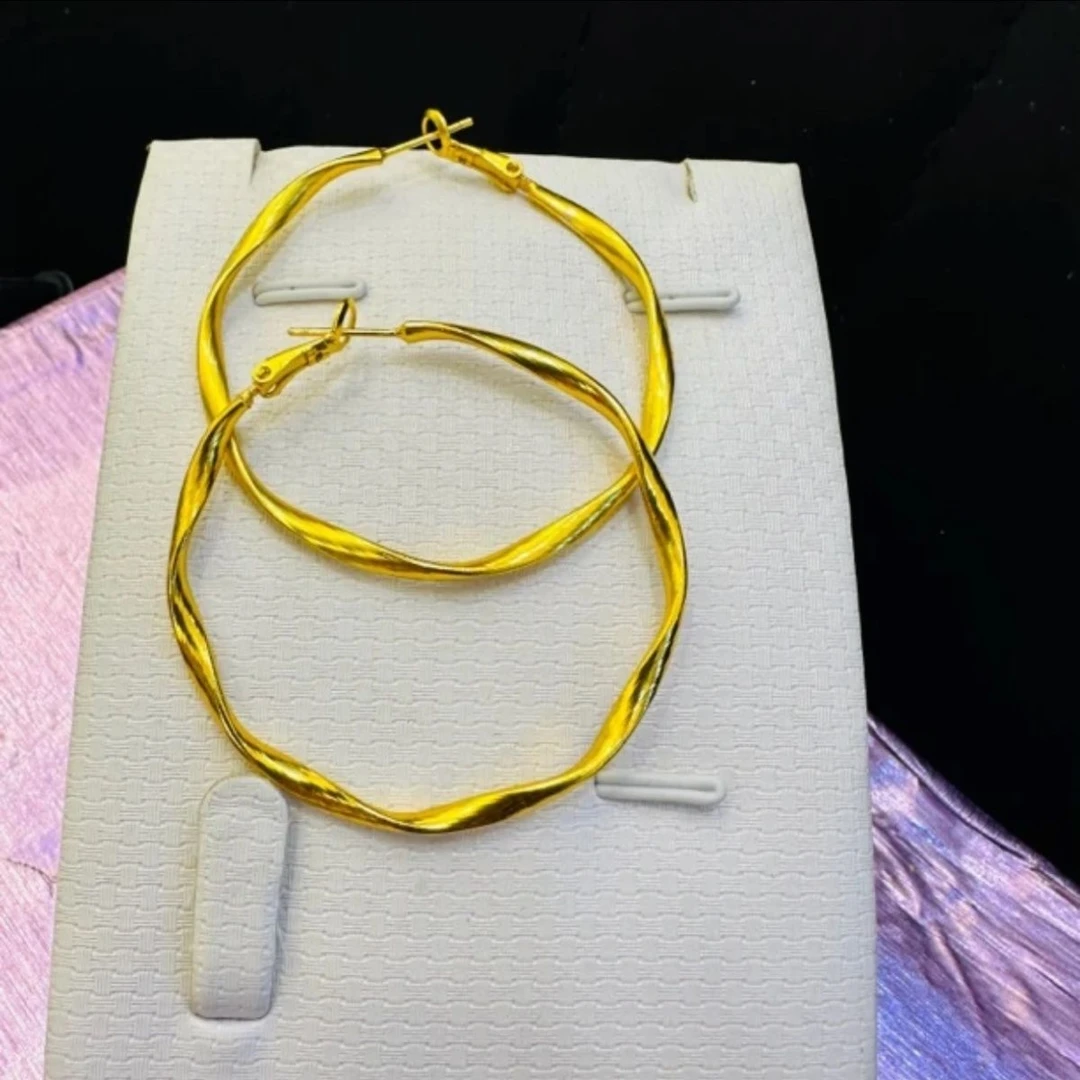 铁合金耳饰 民族风欧美女金色耳环大耳圈公主风傣族风格小香风