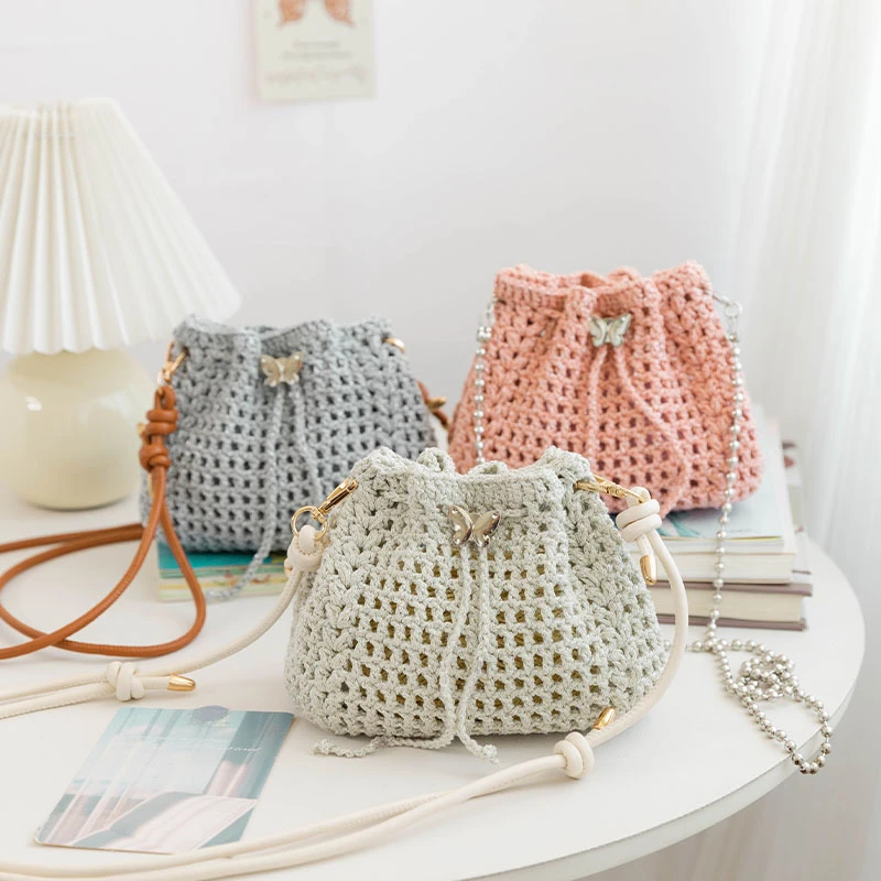 手工diy碎银子包材料包毛线钩织流银棉线礼物送闺蜜小包斜挎包