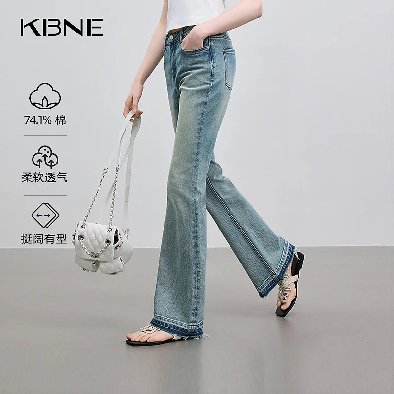 KBNE牛仔裤女款爆款2025新款洋气时髦复古微喇牛仔裤通勤裤子百搭
