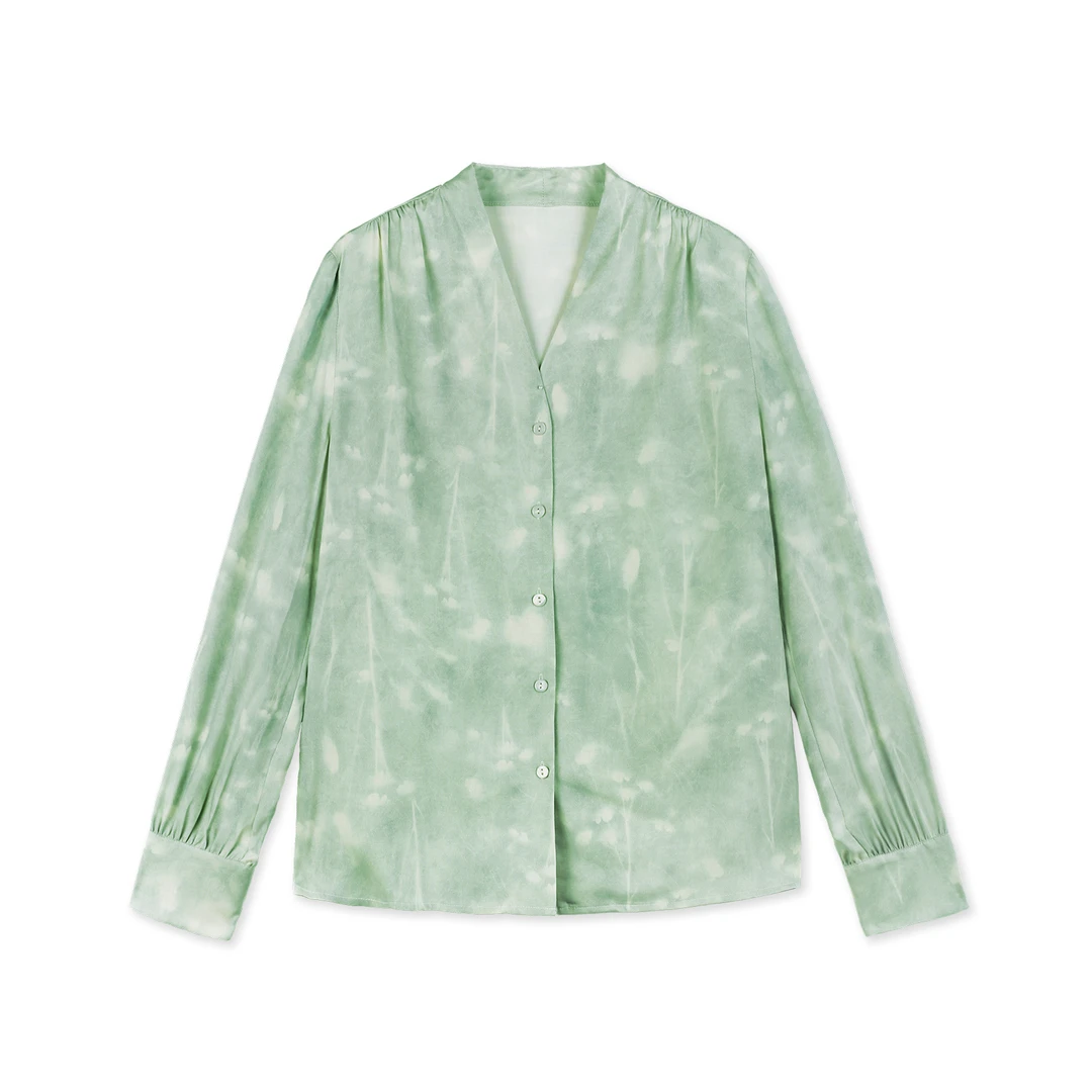 别致V领抽褶衬衫YJHY-H921352