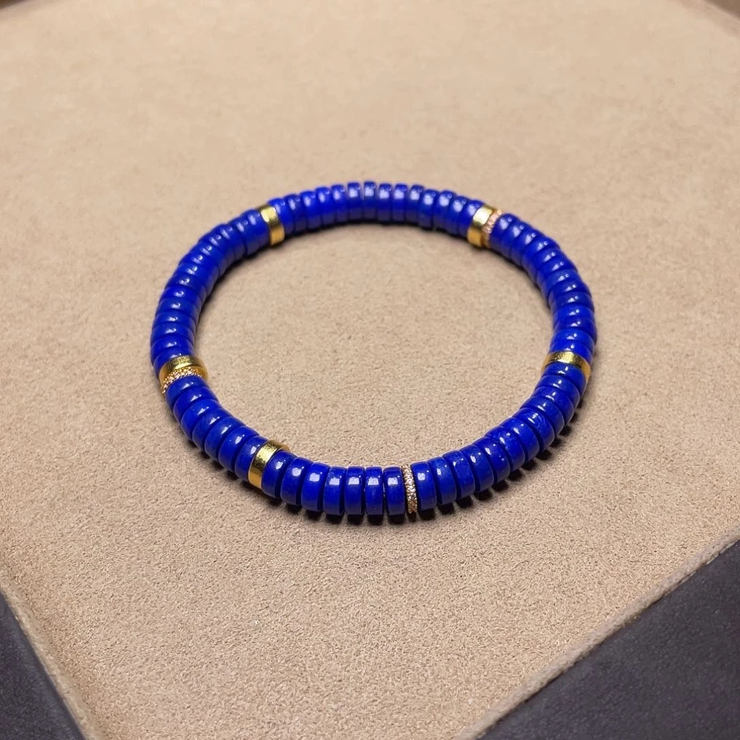 青金石未镶嵌精品药片手串6.8mm