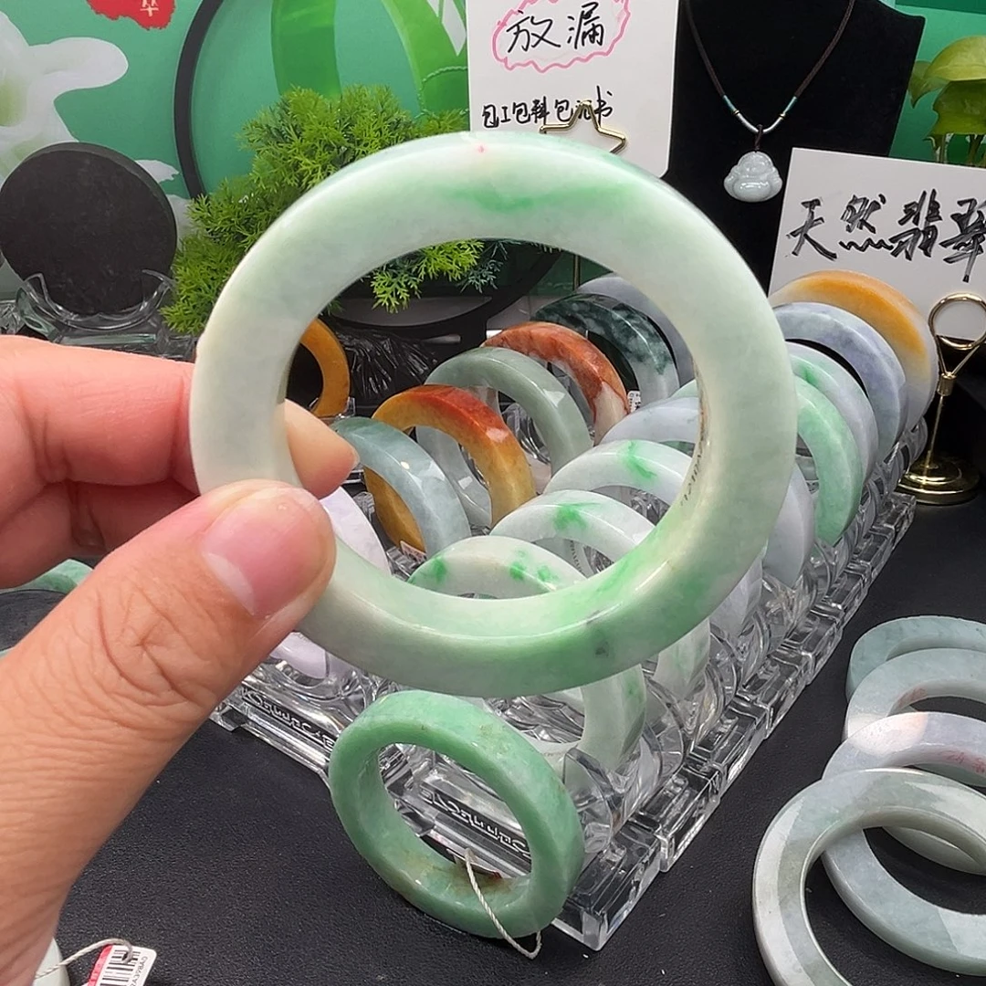 定制翡翠未镶嵌翡翠手镯圈口54-59
