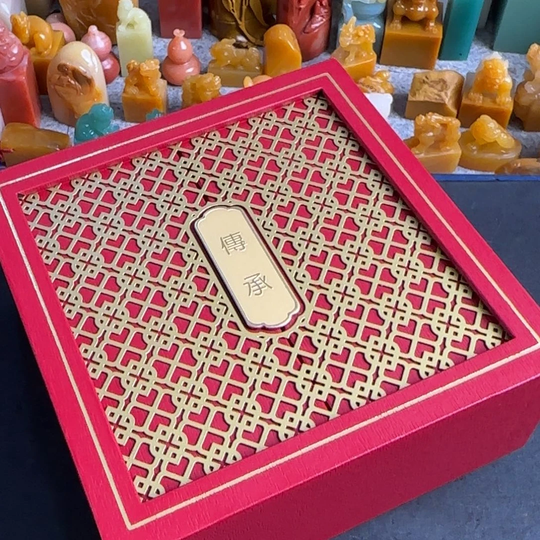 用***5寿山石印石包挖尺寸的印章盒