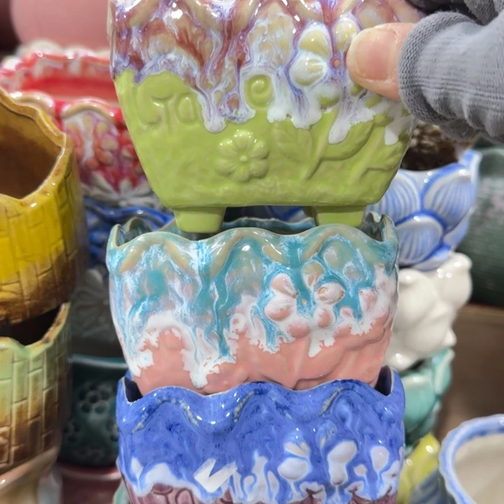 凑9快包邮，有孔，陶瓷花盆