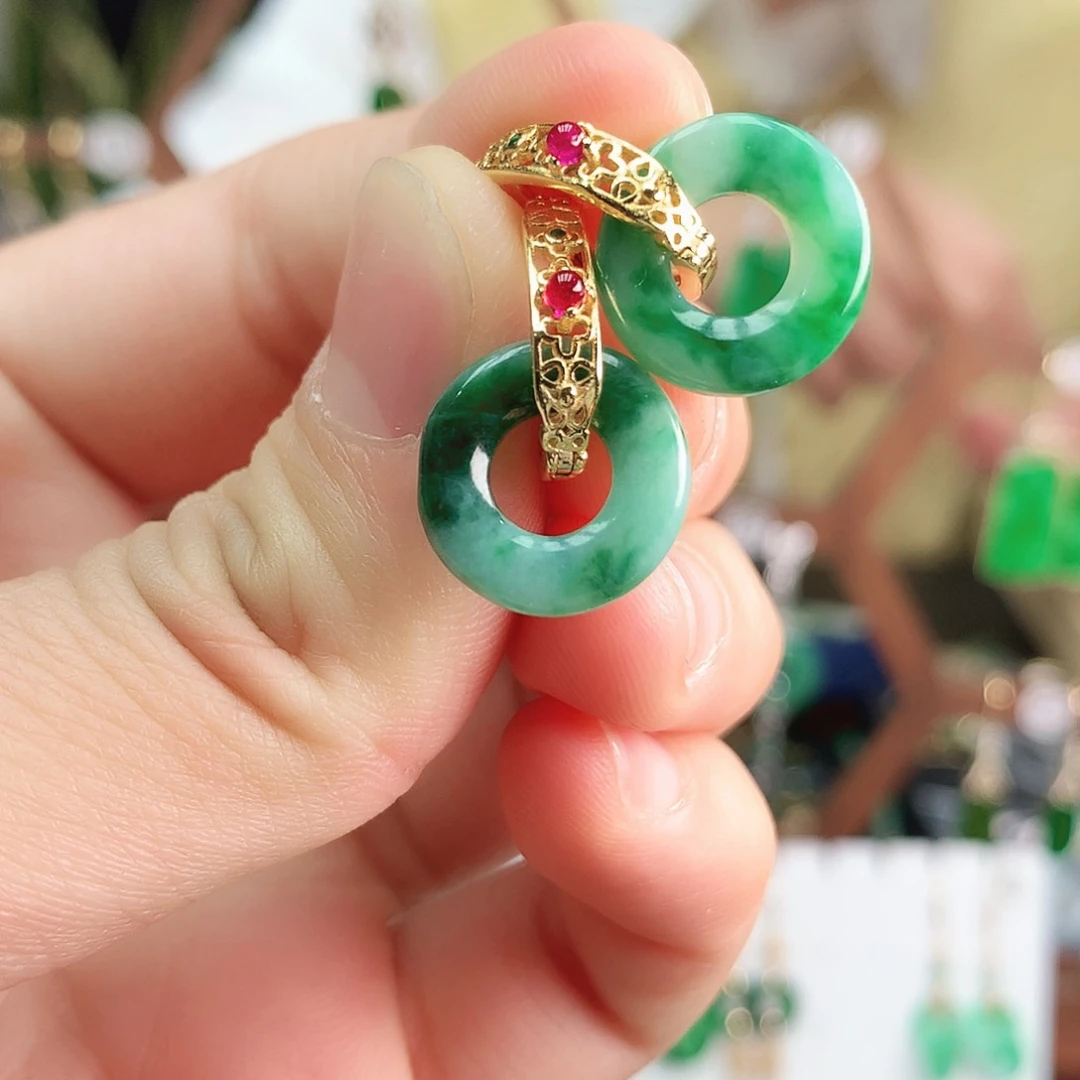 翡翠耳饰银S925镶嵌耳饰