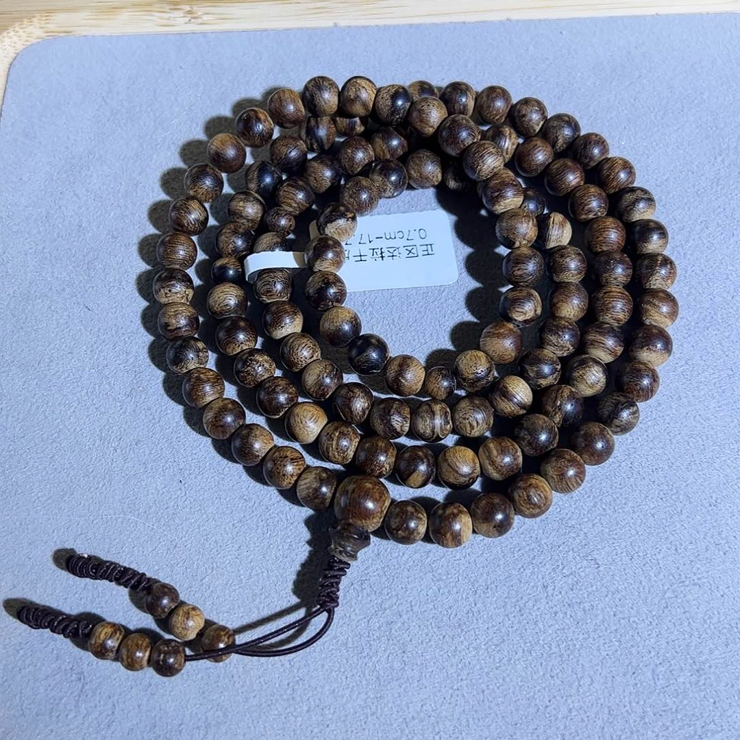 沉香手串天然达拉干虎斑古董老料0.7多圈 9分 奶香蜜甜凉