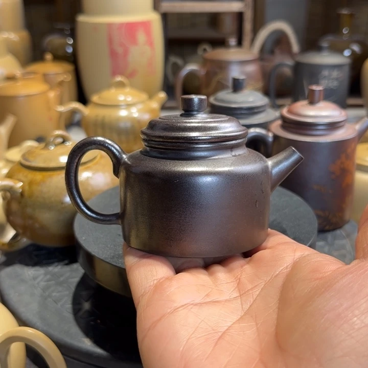 壶建水紫陶紫泥电柴烧作品壶