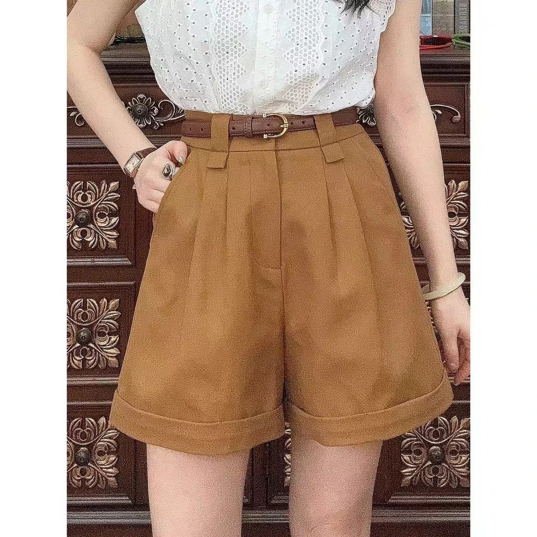 牧子【卡布奇洛】复古百搭显瘦半身裙高腰短裤00059