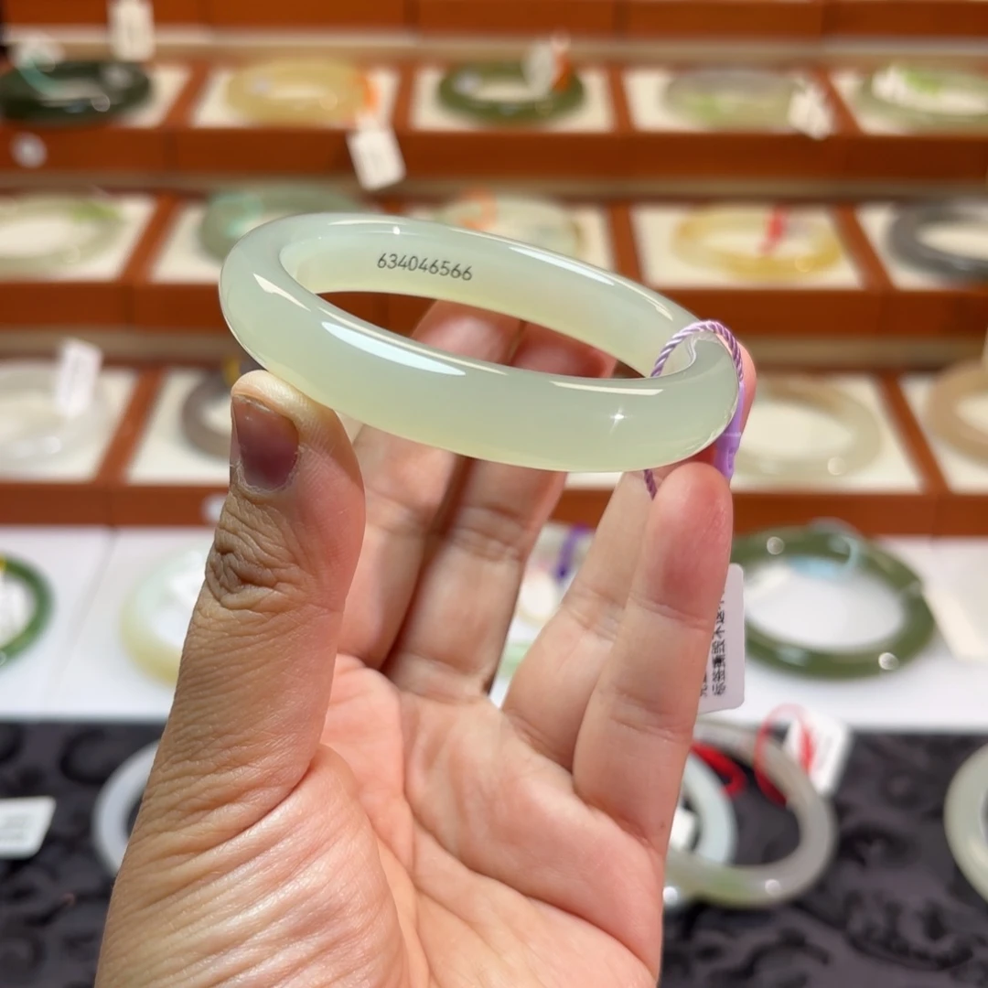 和田玉未镶嵌手镯高冰荔枝冻猫眼手镯