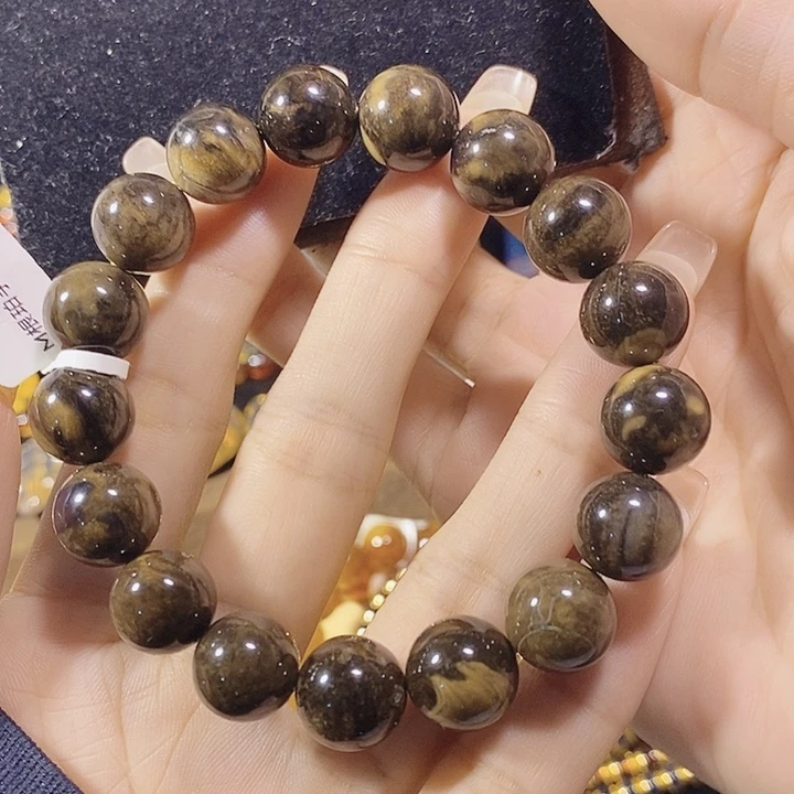 琥珀未镶嵌珠宝奇石根珀手串12