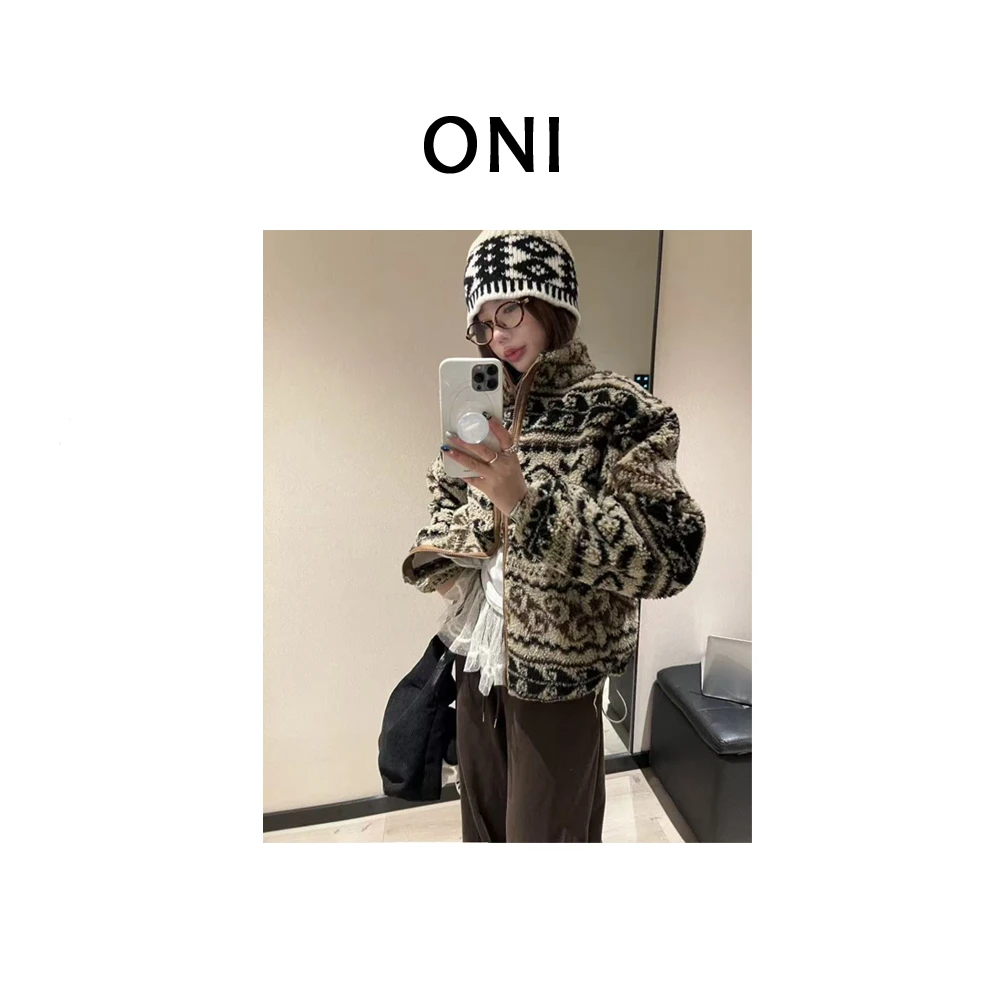 OUNI “ 杏仁苦拿铁 “ eg*g~费尔岛摇粒绒外套-